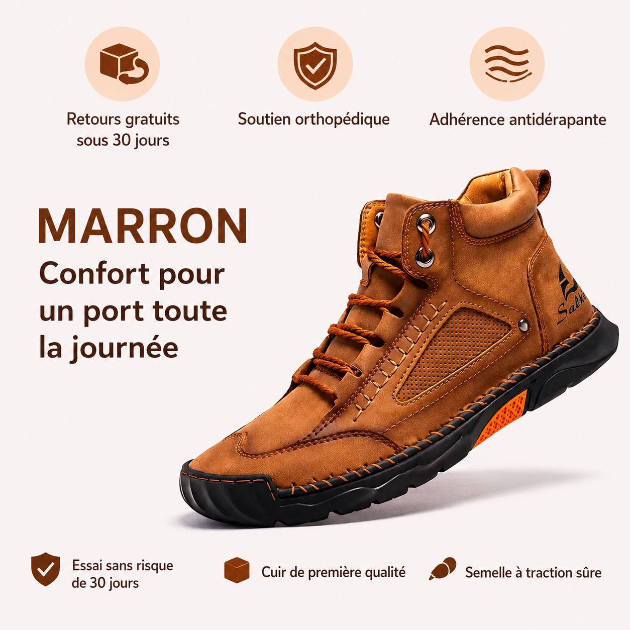 Bottes Confortables En Cuir Pour Hommes