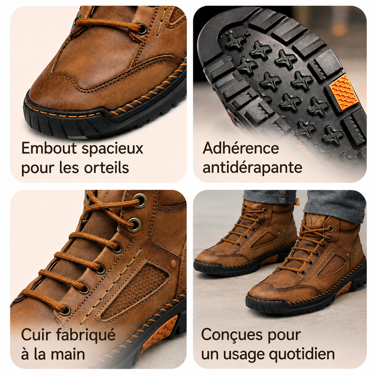Bottes Confortables En Cuir Pour Hommes