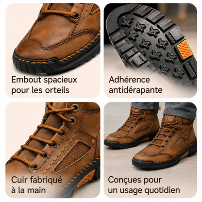 Bottes Confortables En Cuir Pour Hommes