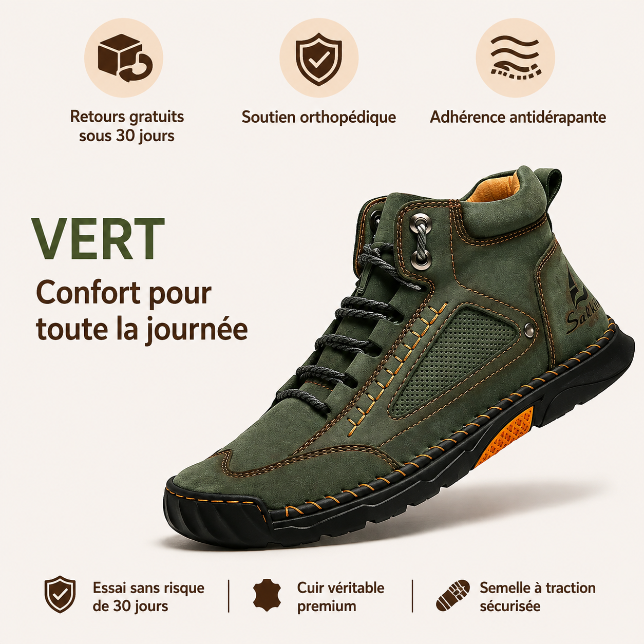 Bottes Confortables En Cuir Pour Hommes