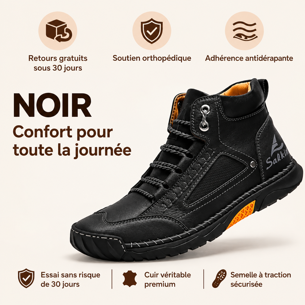 Bottes Confortables En Cuir Pour Hommes