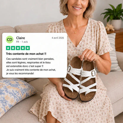 Tressia - Sandales en cuir à confort orthopédique femme