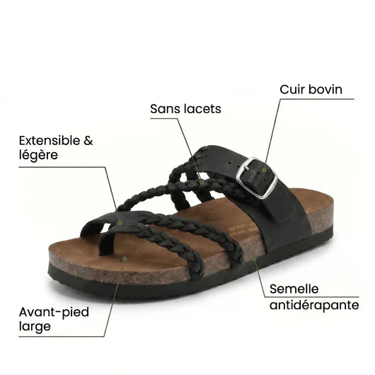 Tressia - Sandales en cuir à confort orthopédique femme